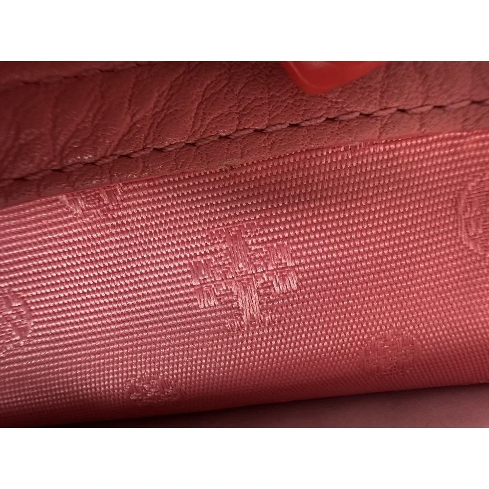Without Tory Burch Robinson Dark  Pink Leather Chain Wallet Gold Hardware